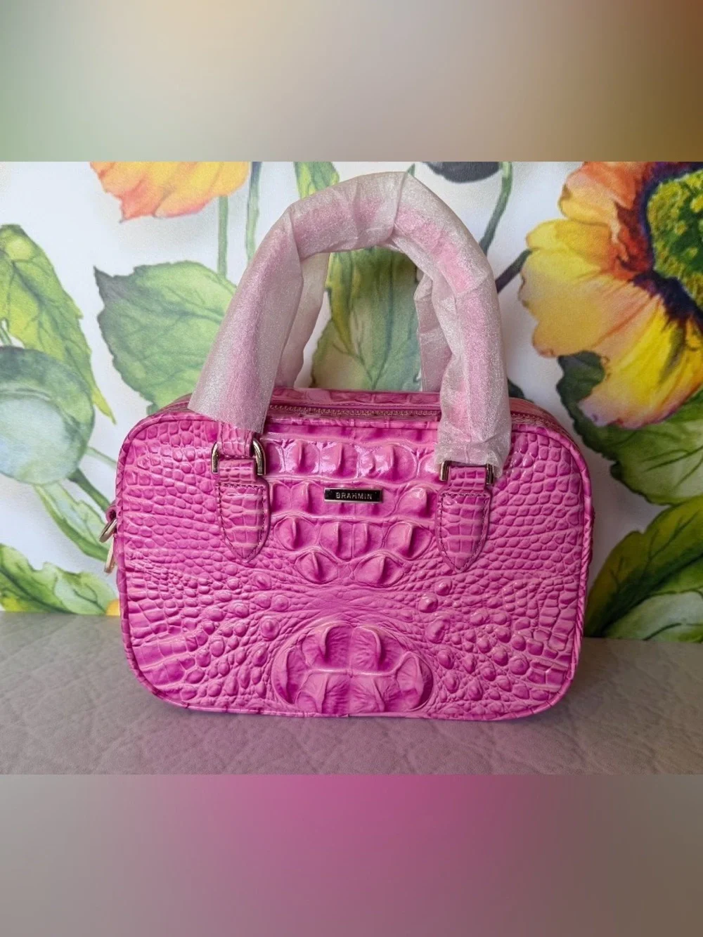 Brahmin Mara Candy Pink Satchel Pretty Eye Placement NWT